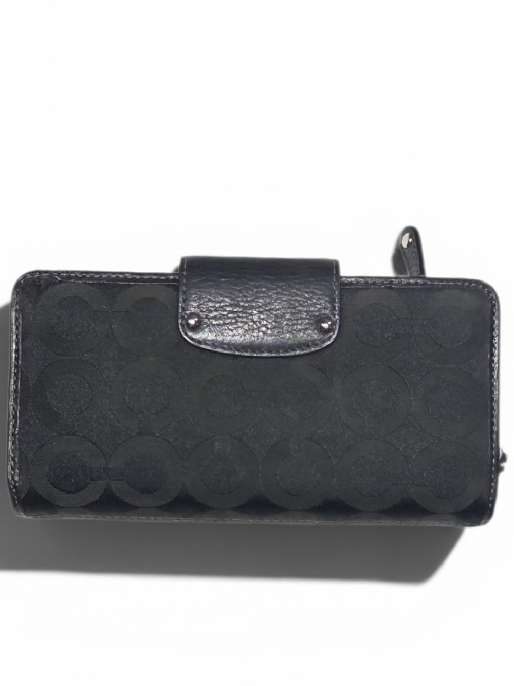 Coach Black Signature Continental Wallet with Logo Plaque, Preowned/Pre Loved - Picture 2 of 16
